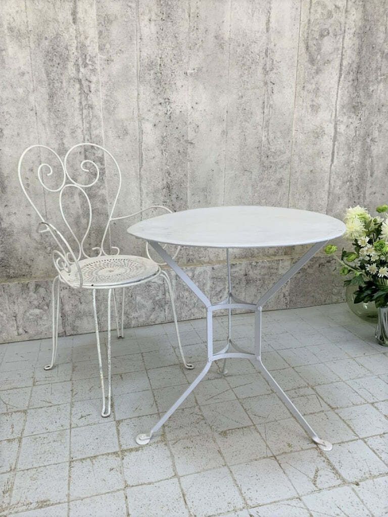 White Metal Garden Table And Chair photo furniture