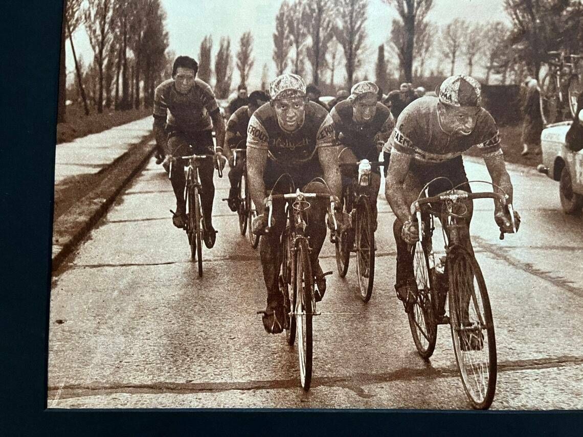 Paris Roubaix Vintage Cycling Print 1959 Roger Rivière Rik Van Looy photo furniture