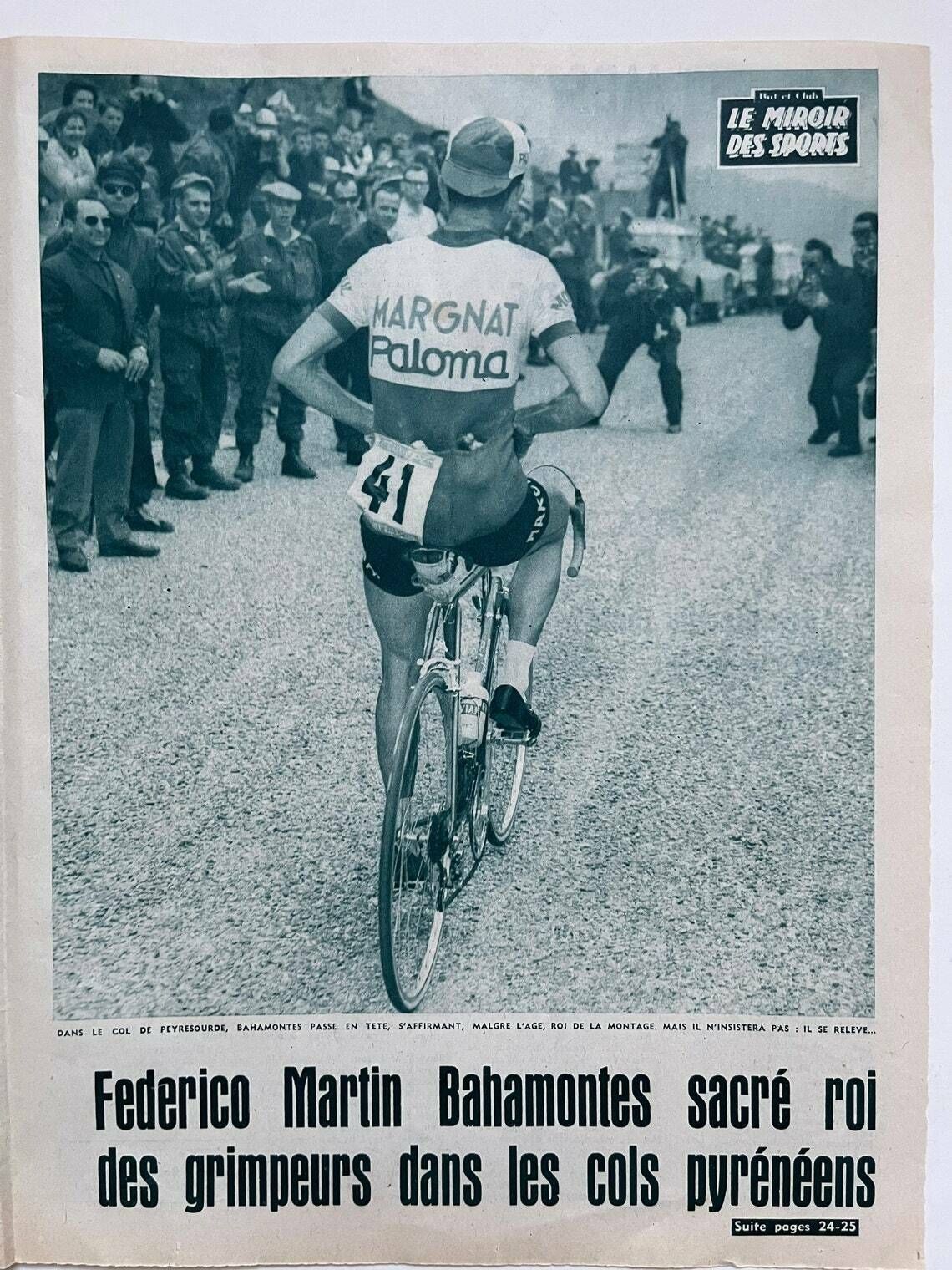 Original Tour De France Vintage French Cycling Print Federico Bahamontes 1959