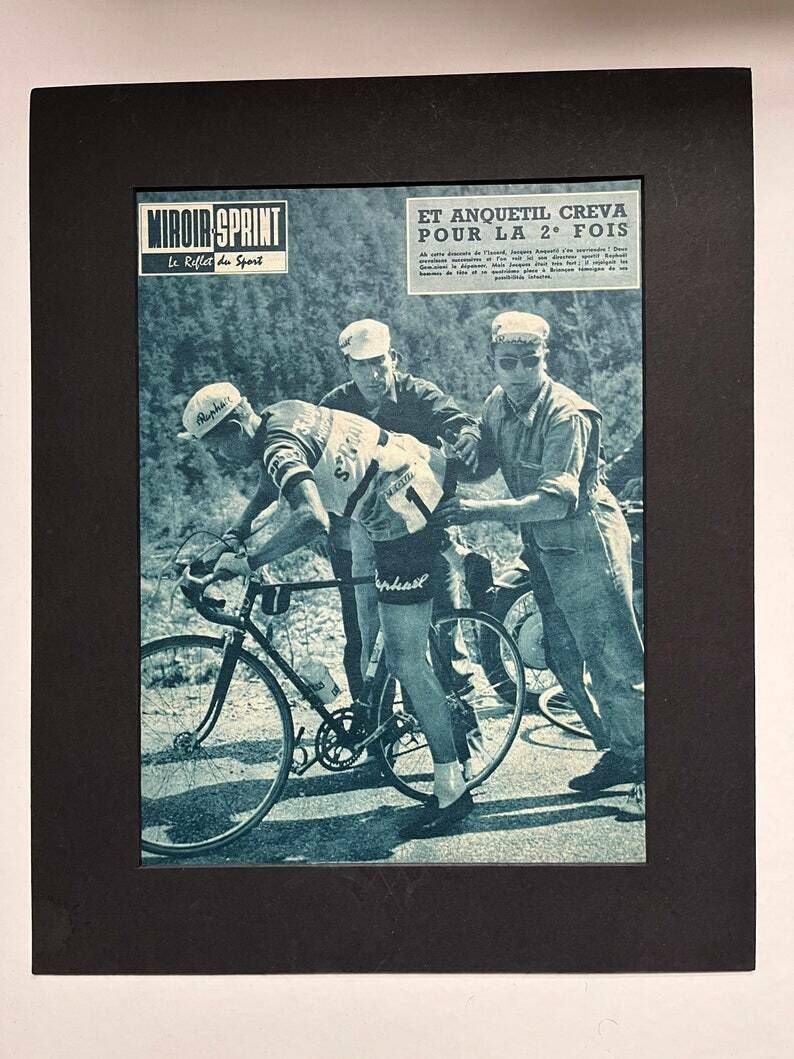 Jacques Anquetil Original Vintage Tour De France Cycling Print 1961 photo 76.0