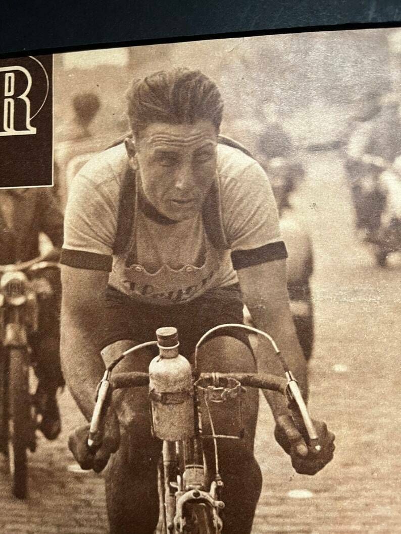 Original Vintage Tour De France 1948 French Cycling Print Bordeaux Paris photo for sale