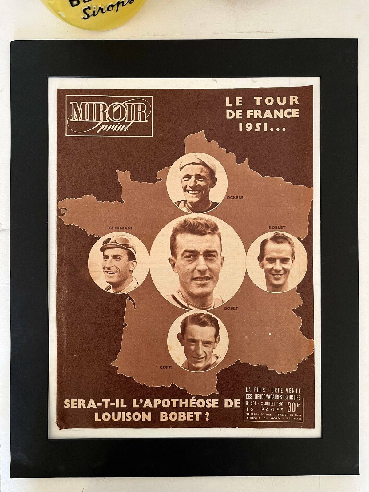 Original Vintage Cycling Print 1951 Tour De France Fausto Coppi / Louison Bobet Raphael Geminiani
