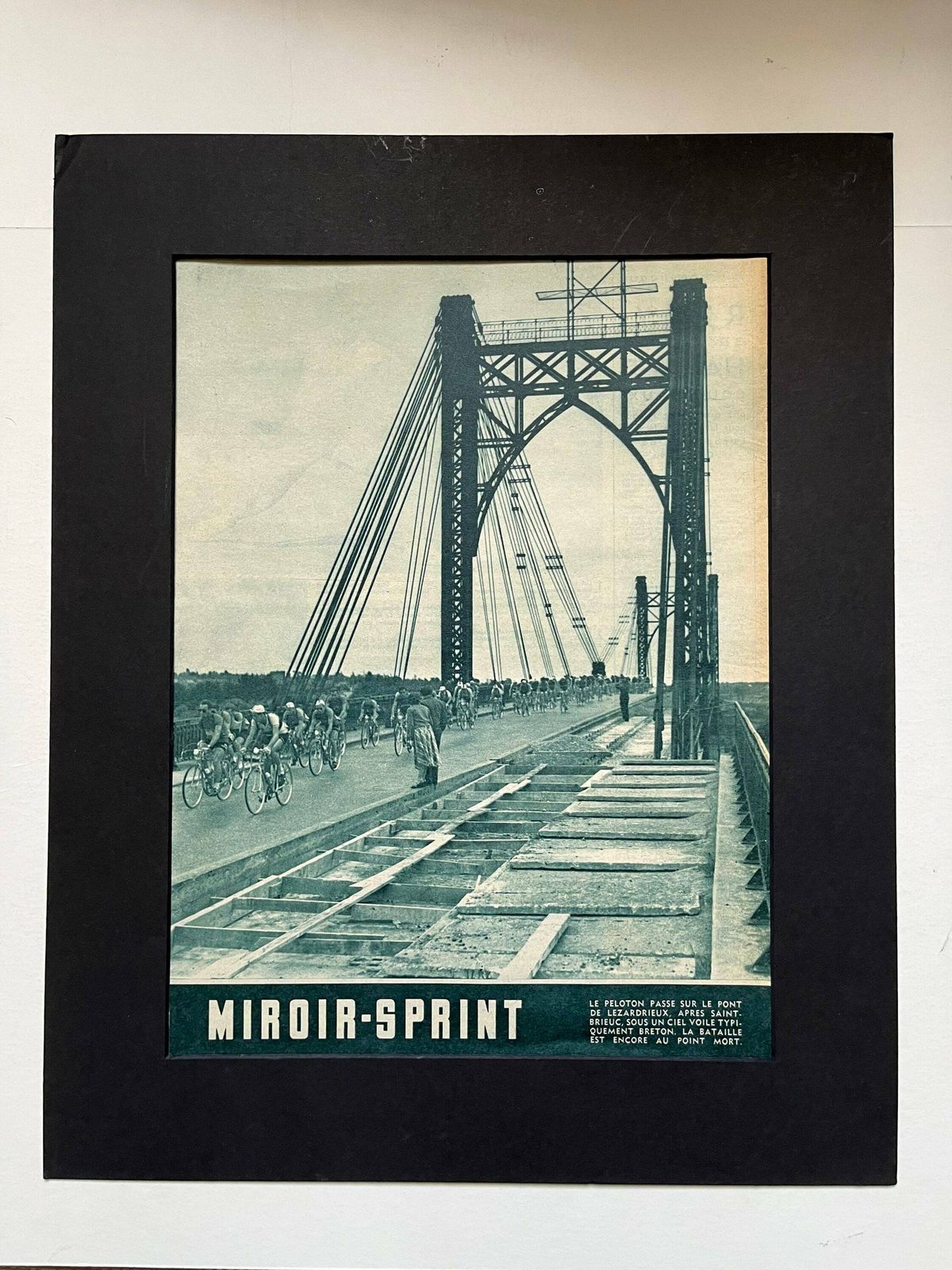 Vintage Tour De France Cycling Print   1950s Pont De Lezardieux photo for sale