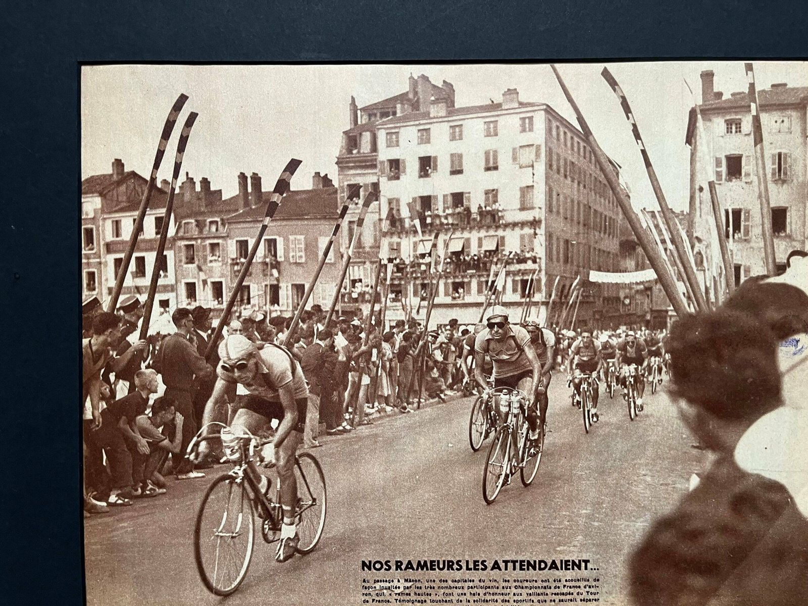 Vintage 1950 Tour De France Cycling Print   Raphael Geminiani   Macon photo furniture