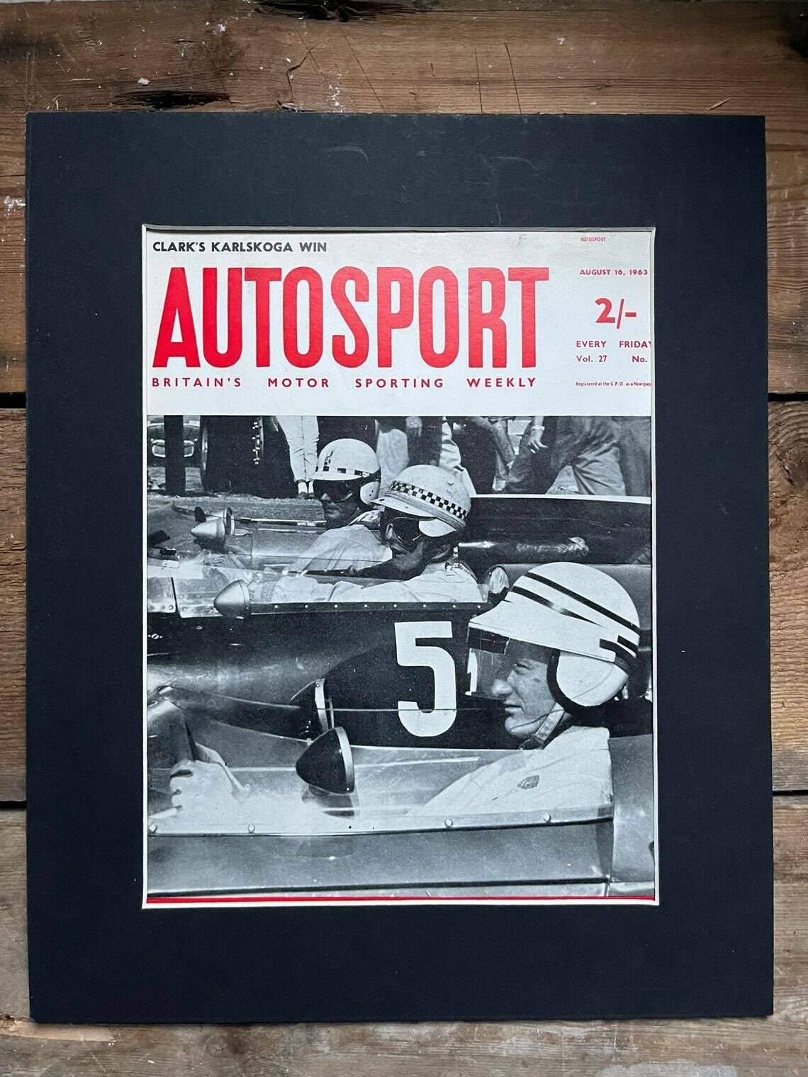 Vintage Autosport Print 1963 Neville Lederle South African Grand Prix photo furniture