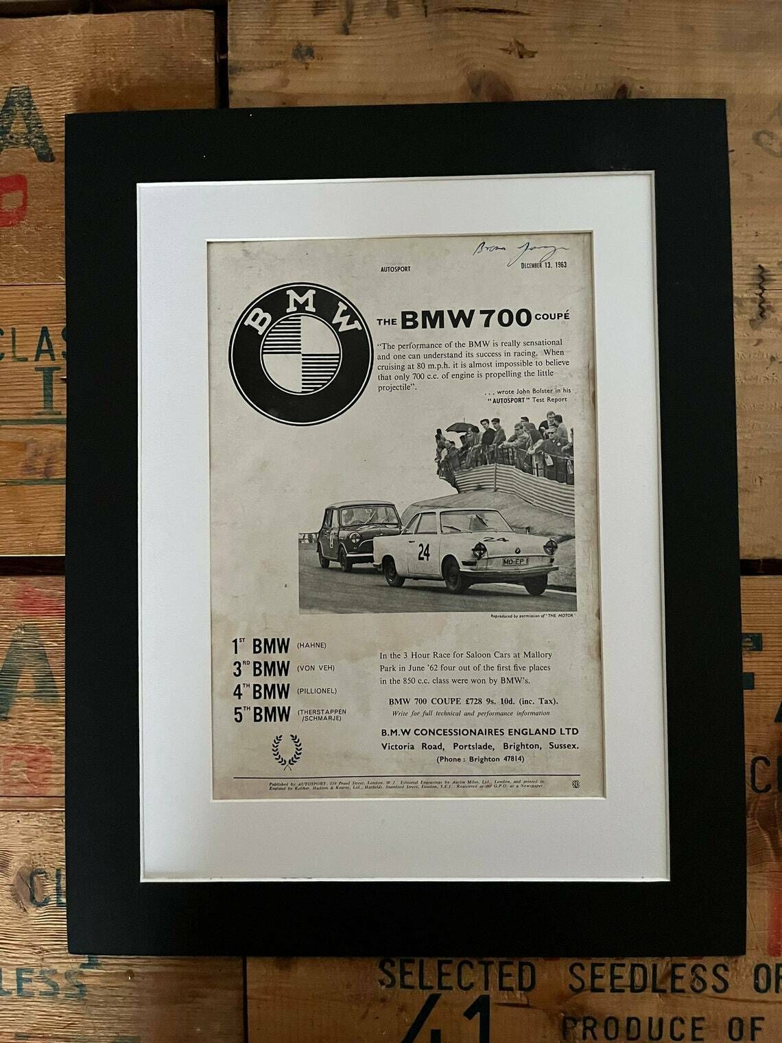Auto Sport Bmw 700 Vintage Magazine Print 1963 photo furniture