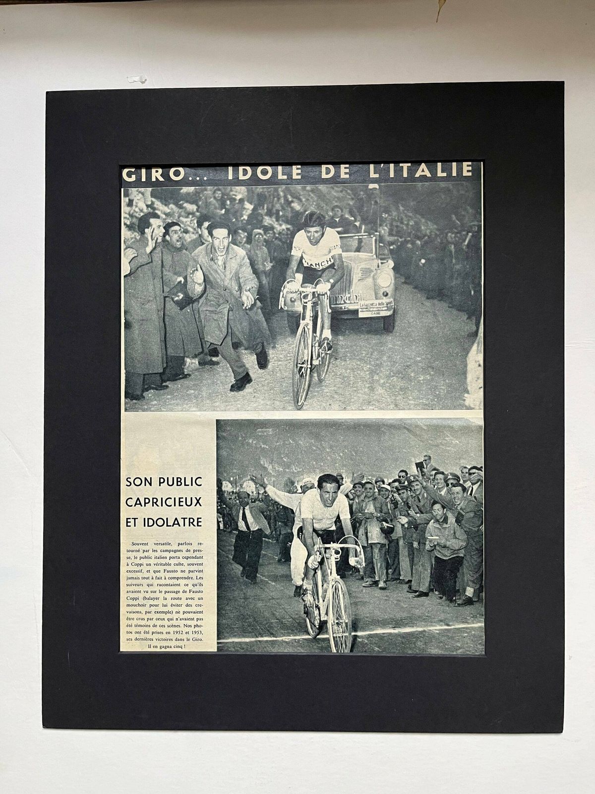 1952 Fausto Coppi Bianchi Original Vintage Cycling Print Giro D'italia