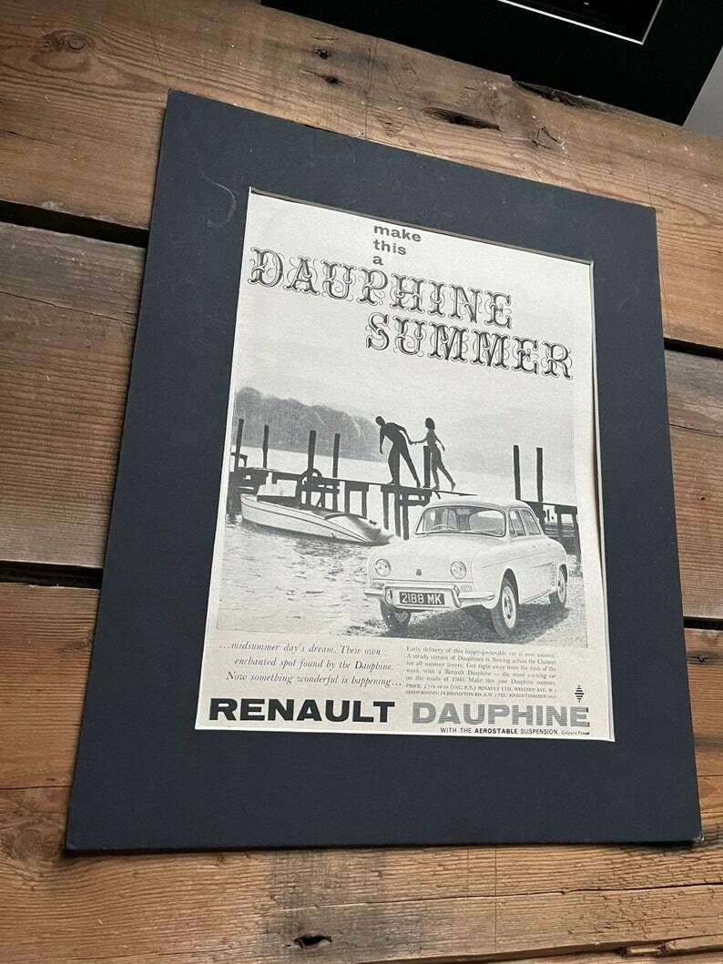 Renault Dauphine Gordini Vintage Advertising Print C.1958 photo furniture