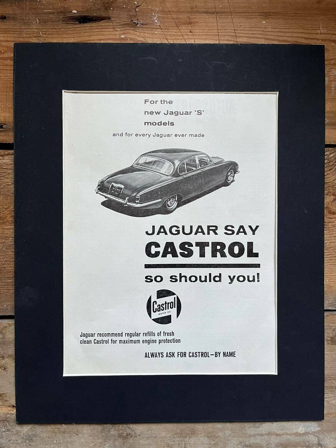 Vintage Autosport Print 1961 Jaguar Mki0 Model S Castrol