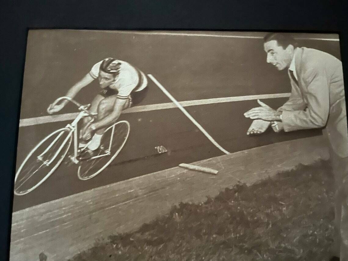 Original Roger Rivière / Fausto Coppi Pista Cycling Print 1957 photo furniture