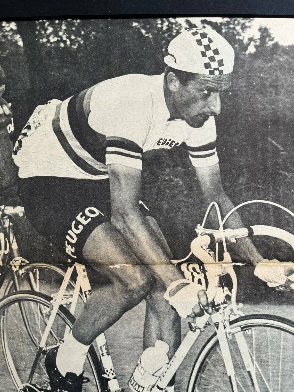 Tom Simpson / Peugeot Original Vintage Cycling Print 1966 photo for sale