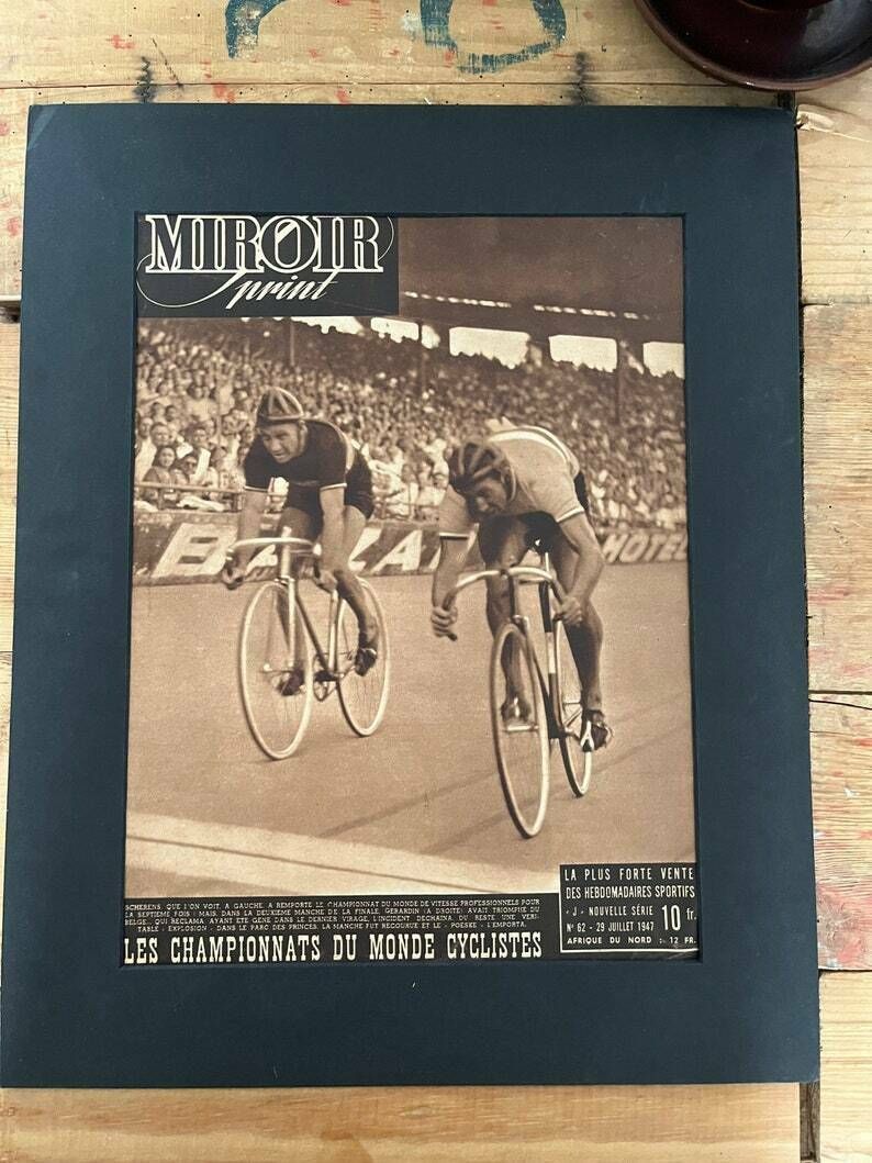 Original Vintage Tour De France 1948 French Pista  Track Cycling Print Scherens Gerardin photo buy