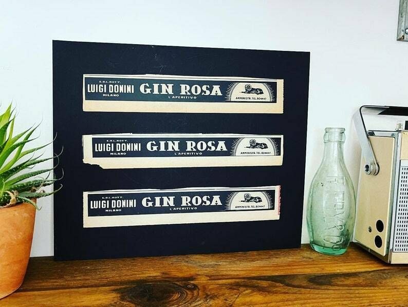 1950s Gin Rosa Original Italian Vintage Advertisement Art