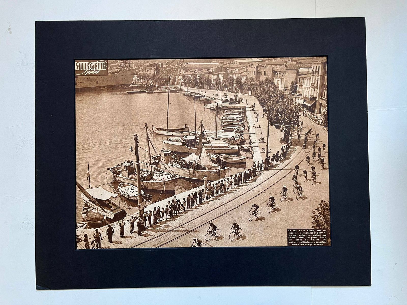 1953 Original Vintage Tour De France Cycling Print   Port De La Ciotat Provence photo 66.0