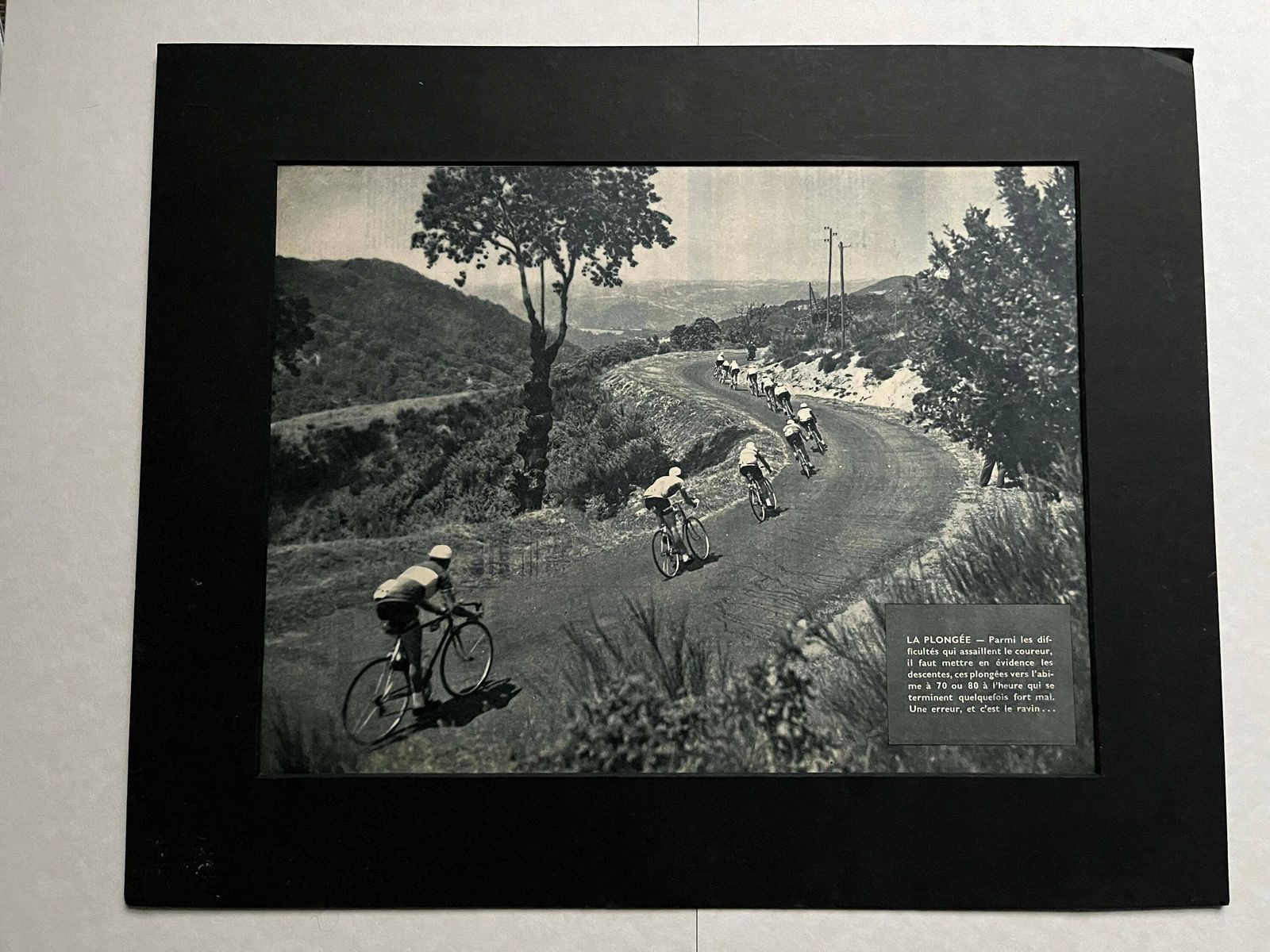 Original Vintage Cycling Print 1960 Tour De France   Alpine Descent