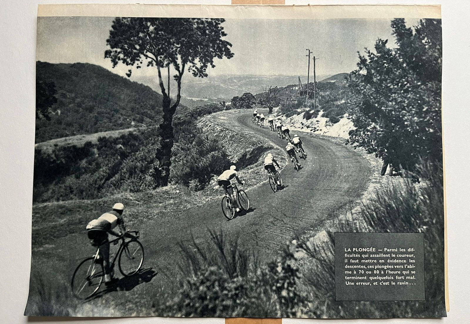 Original Vintage Cycling Print 1960 Tour De France   Alpine Descent photo 76.0