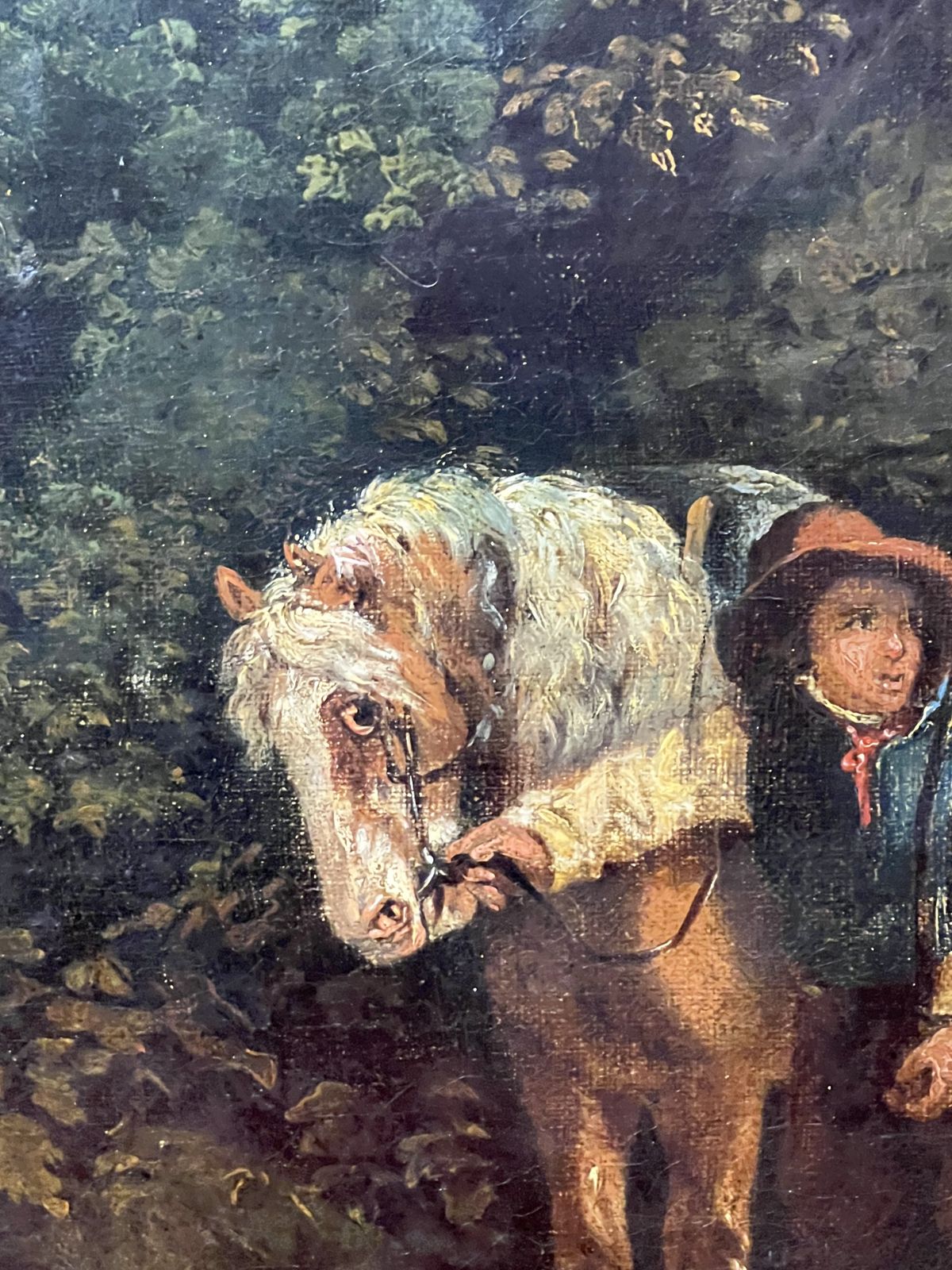 Fine Art 19th Century George Moreland (1763 1804) Titled 'The Day Begins' Oil Painting On Wood Panel photo vintage