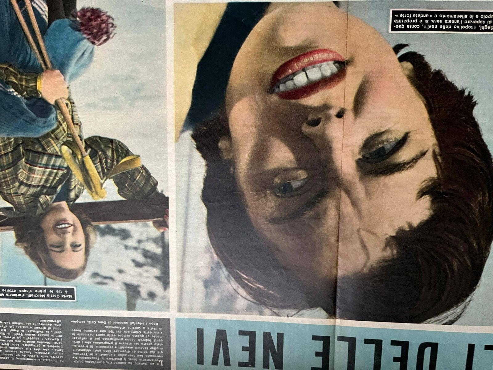 Vintage Italian Skiing Print C1953 Gli Angeli Delle Nevi photo Art