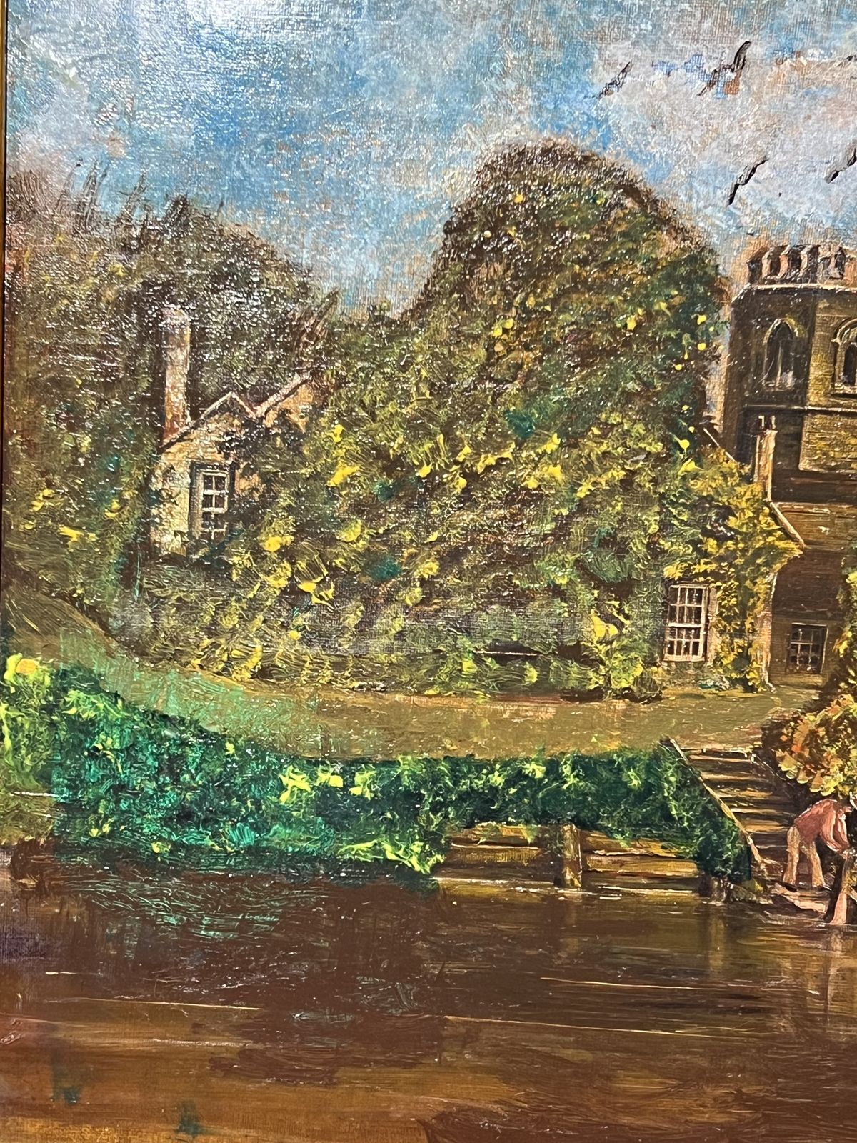 19th Century Oil Painting Of St Michaels Church, Bray On The Thames. Signed C F Roberts photo 450.0
