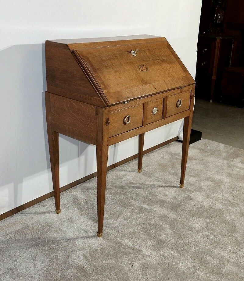 Small Bureau De Pente In Oak, Directoire Style   2nd Part Of The 19th Century photo Furniture