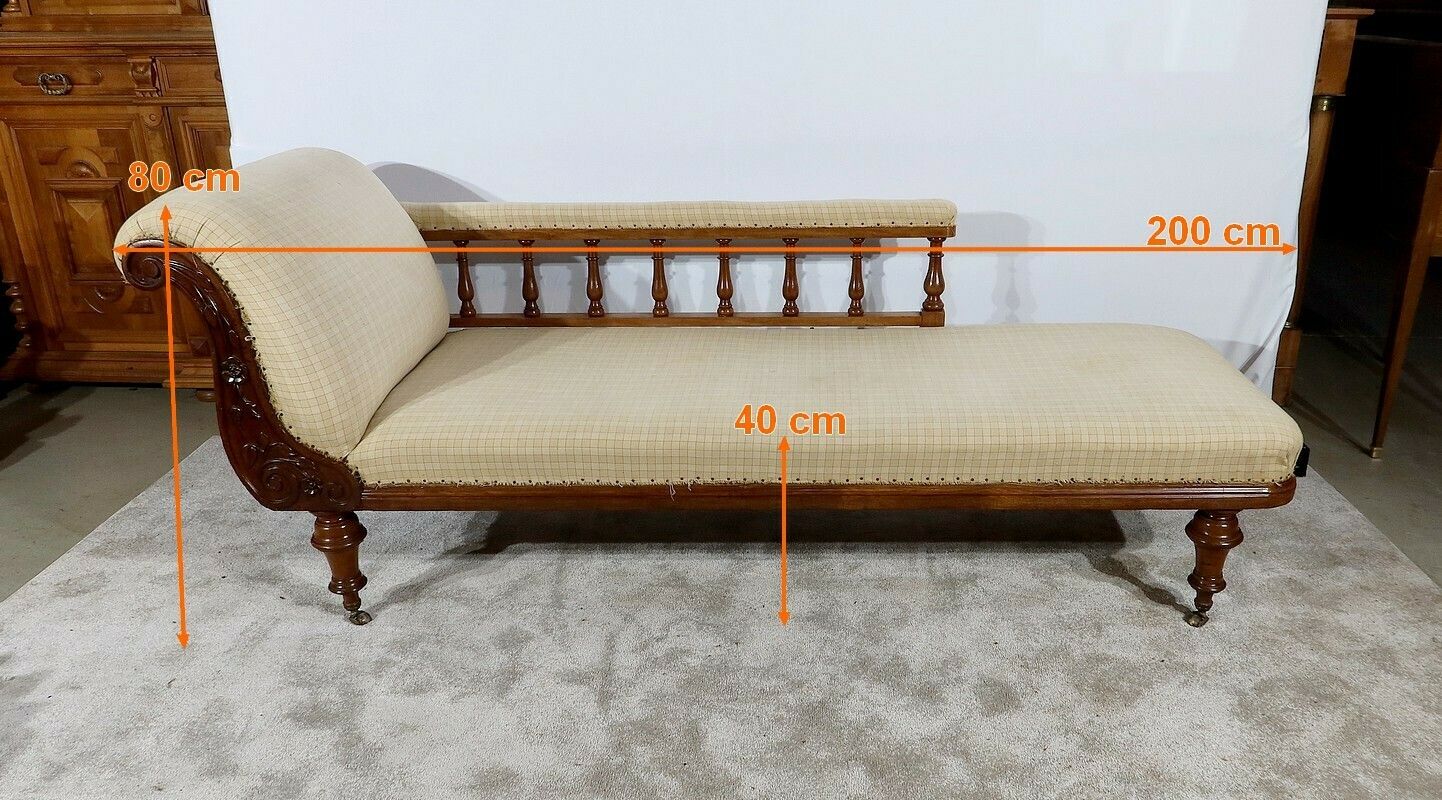 photo vintage Long Meridian In Solid Mahogany, Victorian Period, England, 19th