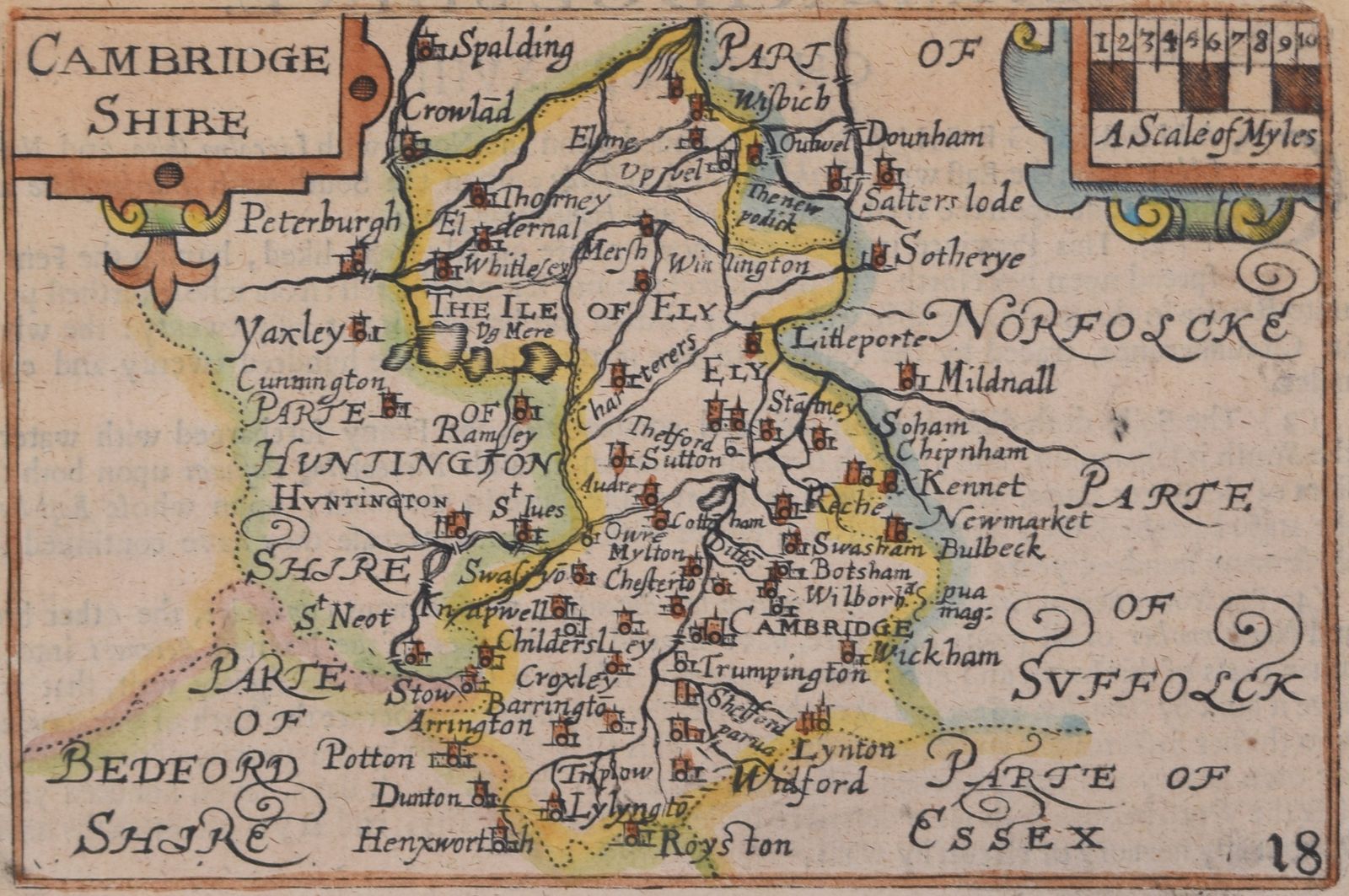 Pieter Van Den Keere (1571 – Circa 1646) After John Speed (1551 Or 1552 – 1629) Map Of Cambridgeshire (1627)