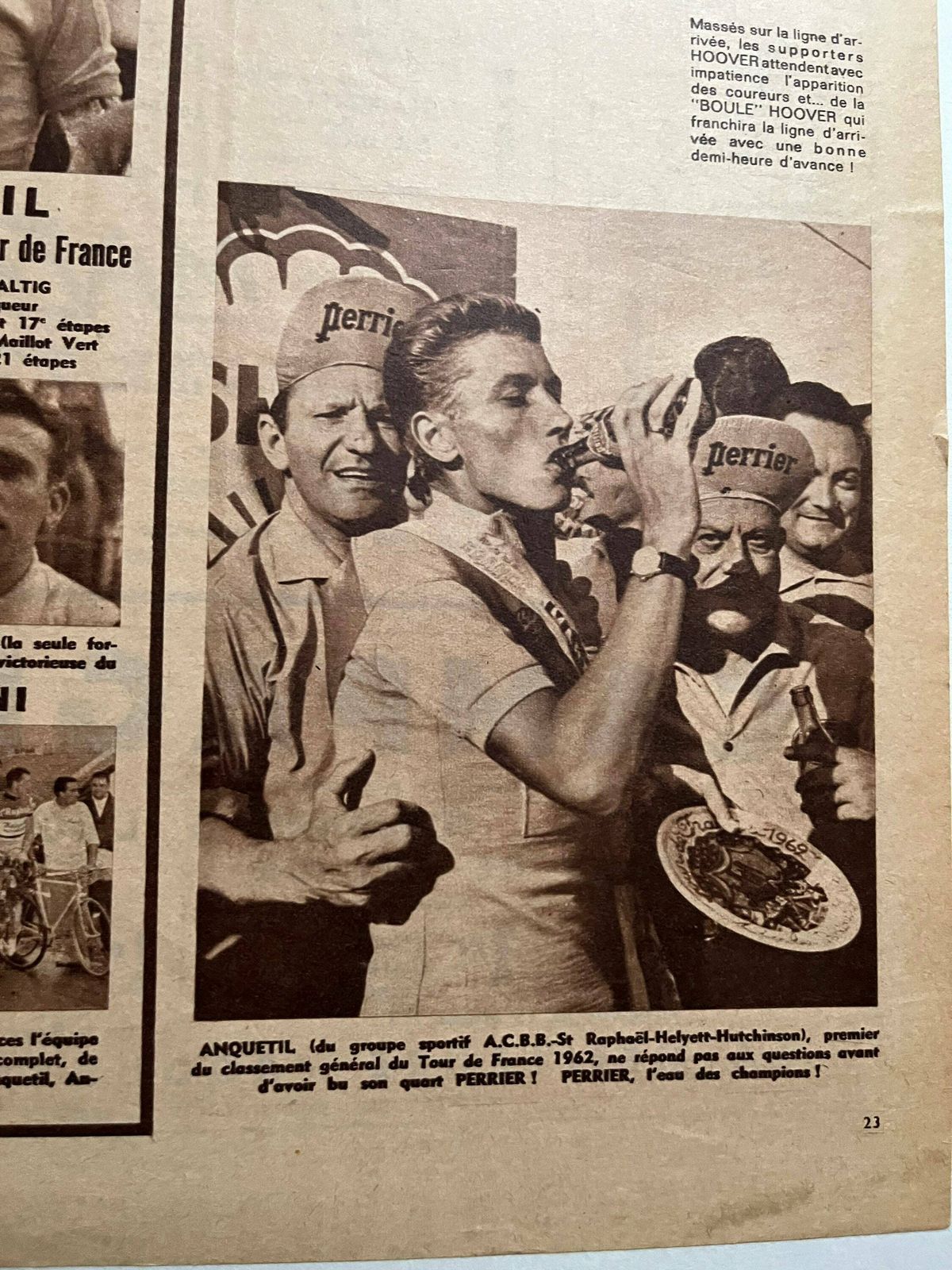Jacques Anquetil / St Raphael Original Vintage Tour De France Cycling Print 1962 photo Art