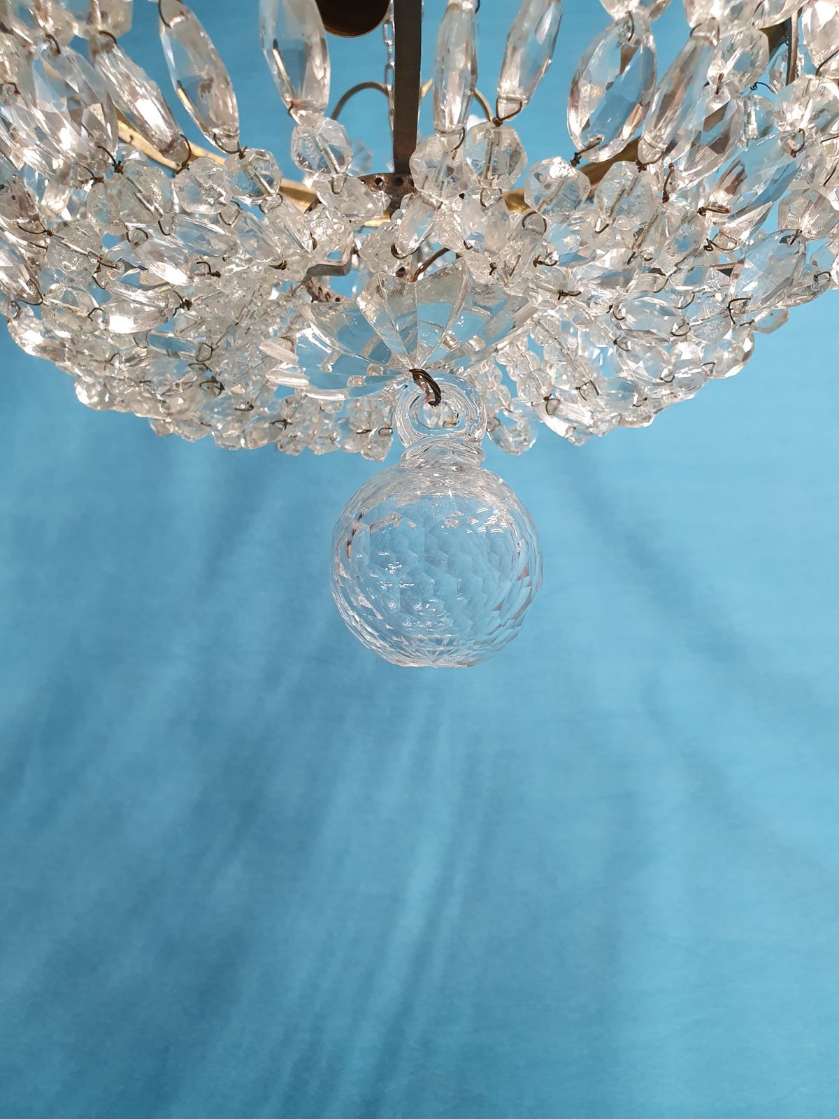 Early 20th Century Cut Glass Basket Chandelier photo Lighting