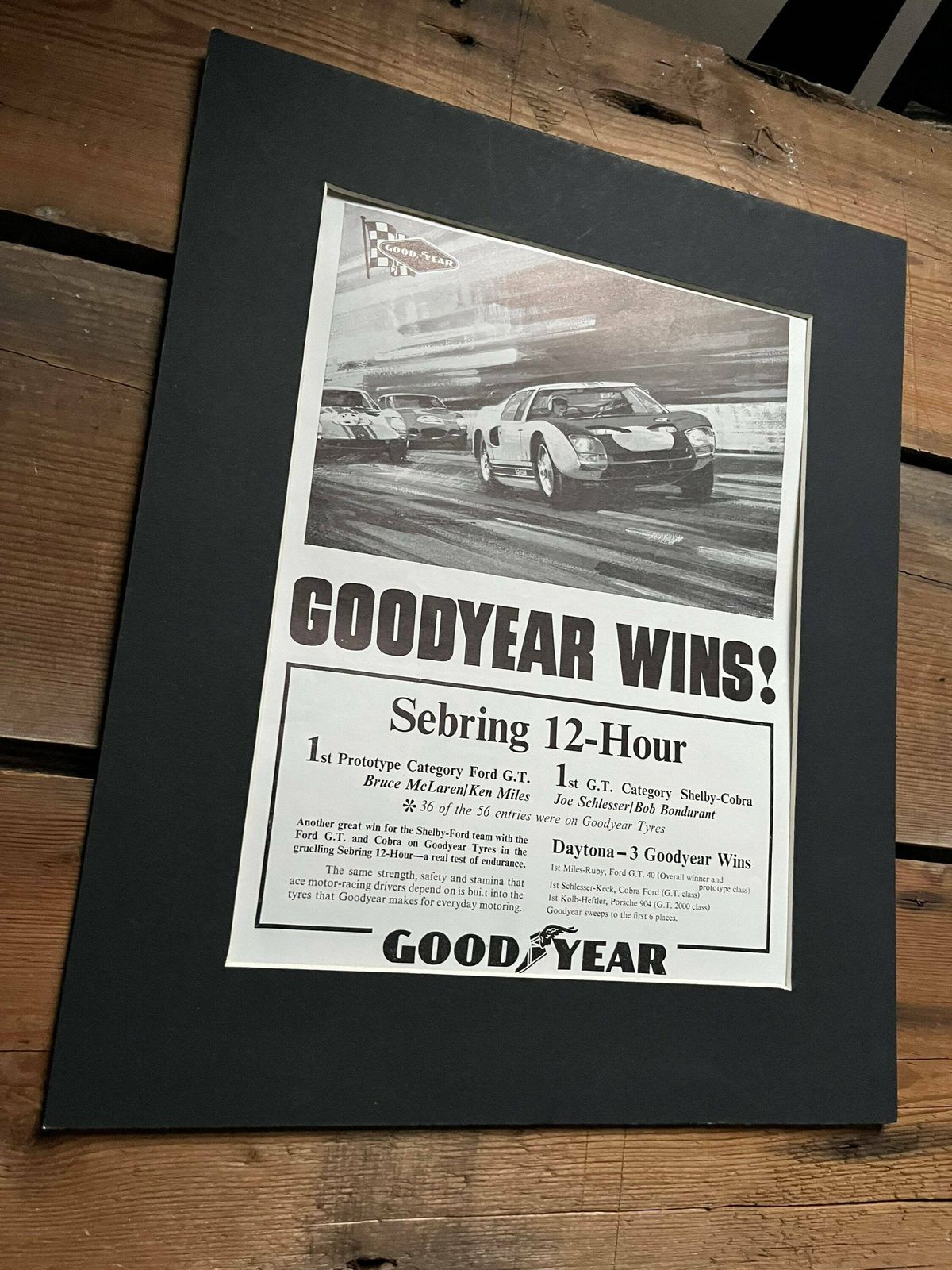Vintage 1960s Good Year Tyre / Sebring Advertising Print photo for sale