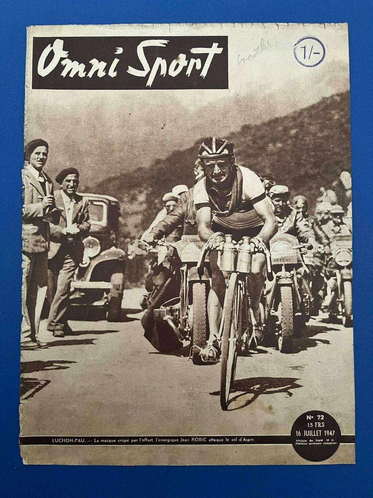 Original Tour De France Jean Robic Vintage Cycling Print 1947