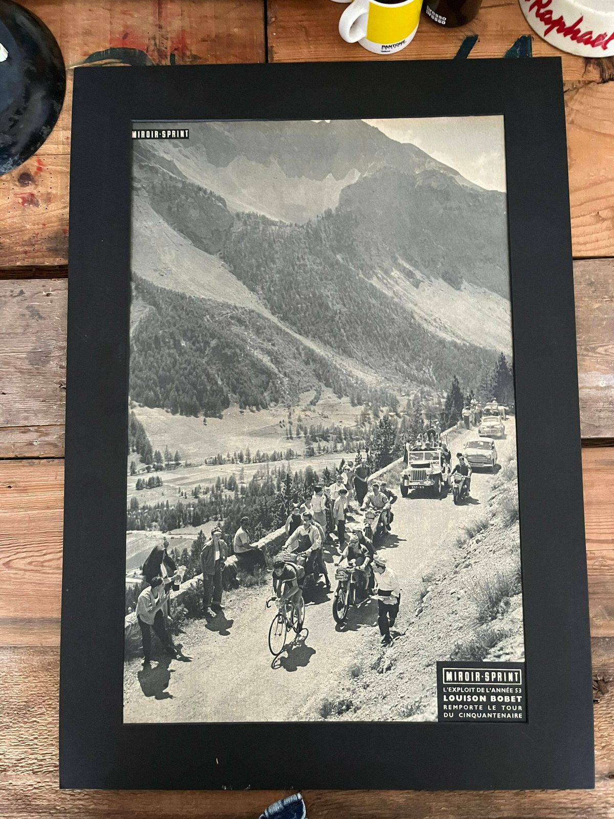 Vintage Tour De France Cycling Print 1953 Louison Bobet   Tourmalet