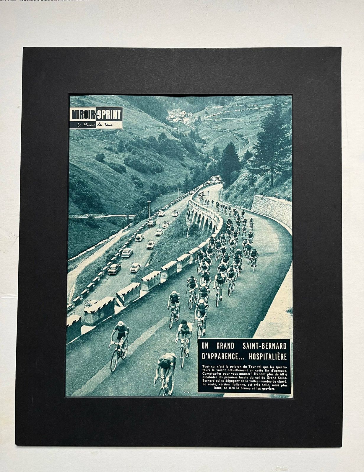 Col Saint Bernard Original Vintage Tour De France Peloton Cycling Print 1958 photo for sale