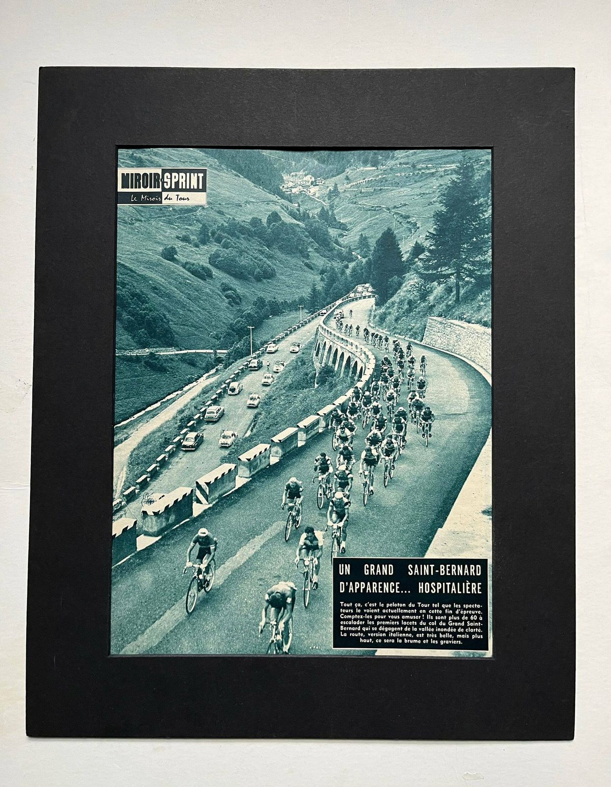Col Saint Bernard Original Vintage Tour De France Peloton Cycling Print 1958 photo Art