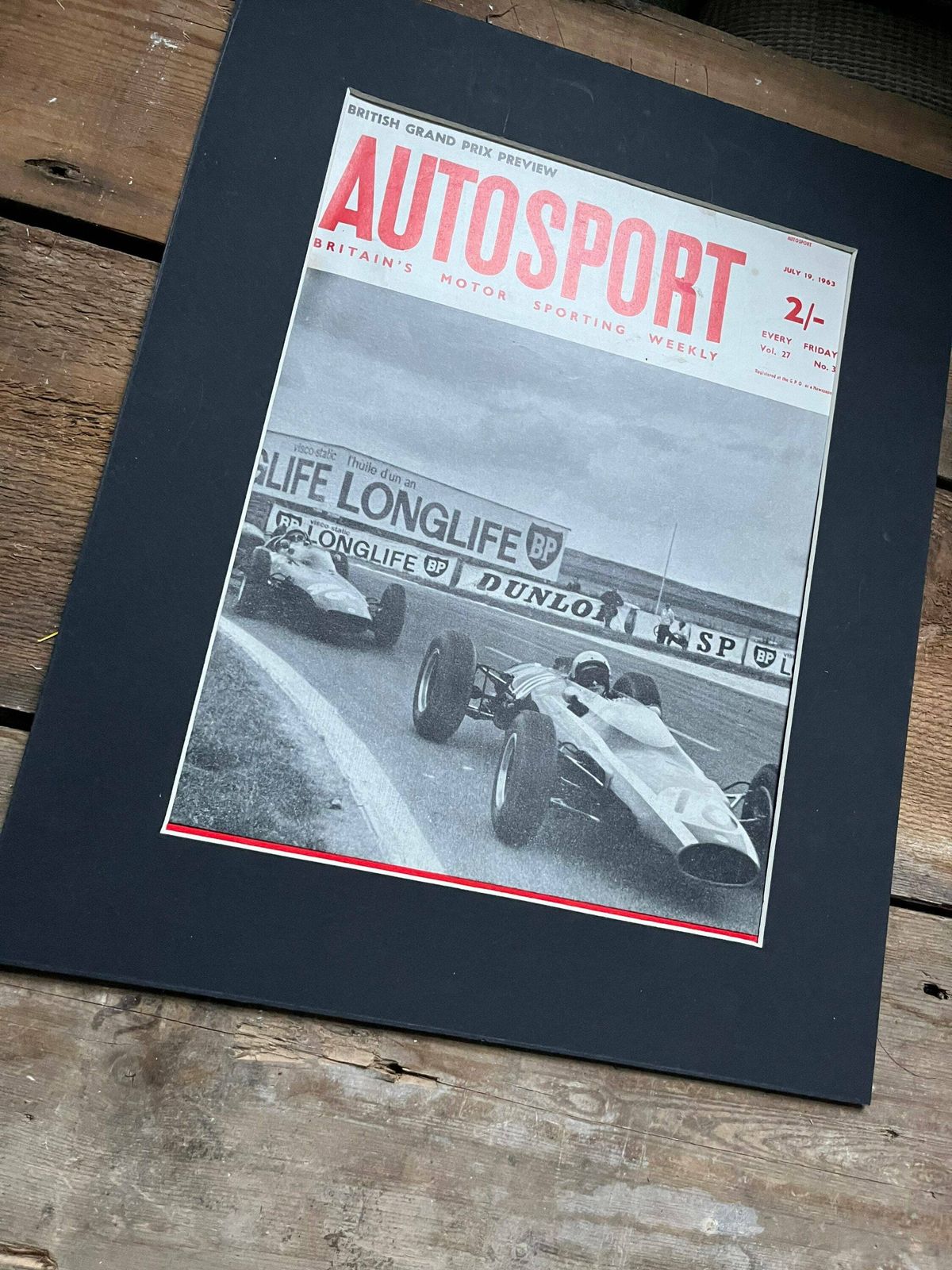 Vintage Autosport Print 1963 Lotus Colin Chapman British Grand Prix photo furniture