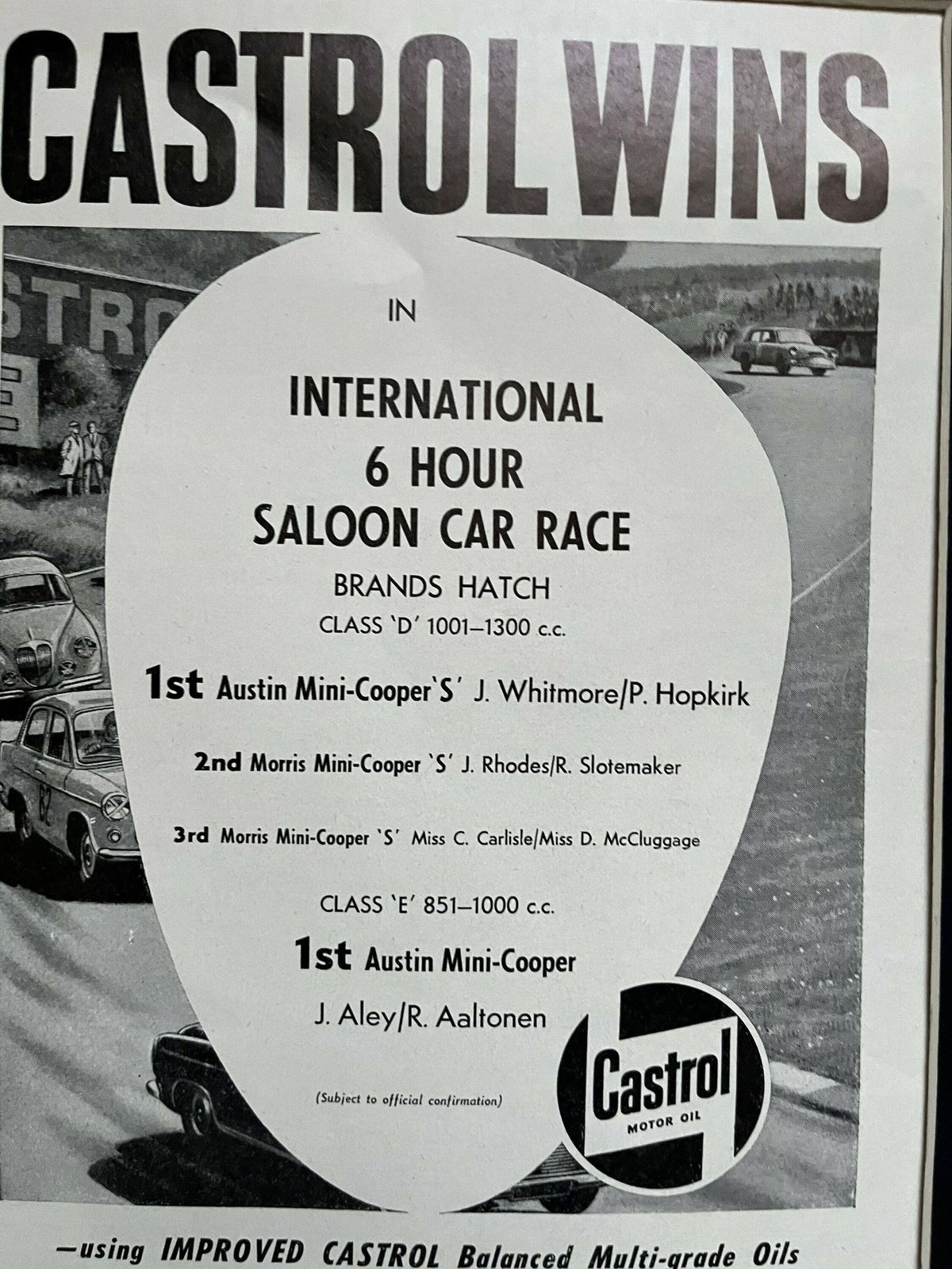 Vintage Castrol / Italian Grand Prix Print 1963 photo furniture