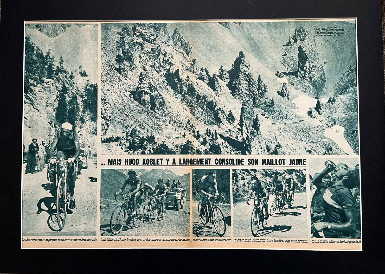 1952 Fausto Coppi Bianchi Original Vintage Cycling Print photo furniture