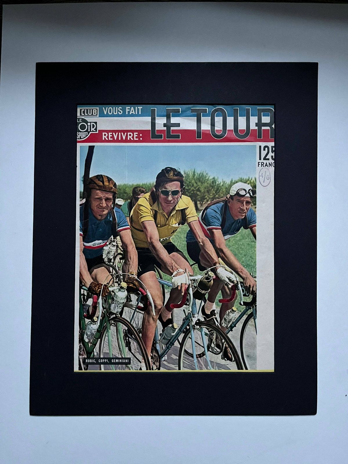 Fausto Coppi / Bianchi Original Vintage Colour Cycling Print 1952