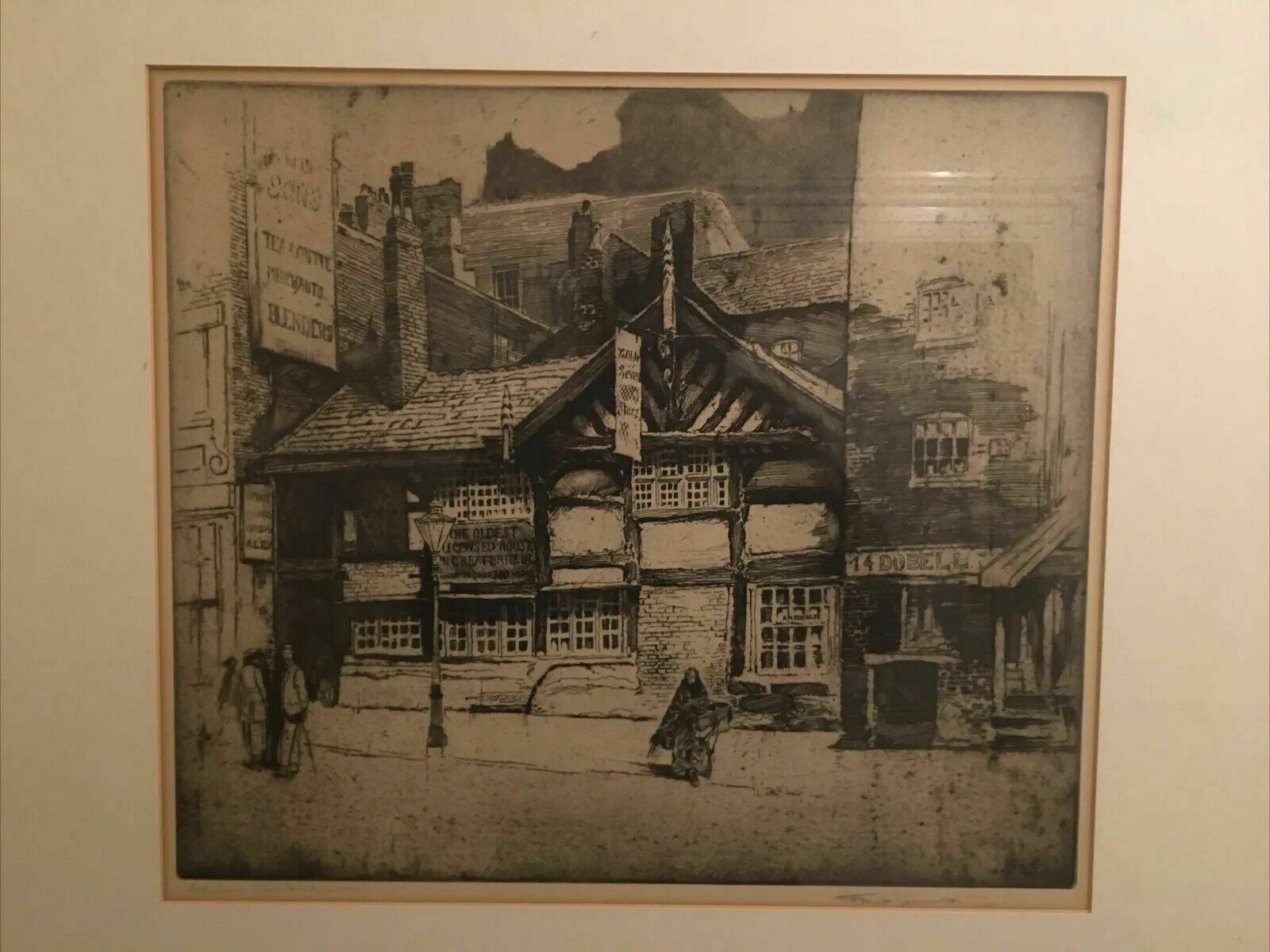 Frank Greenwood Seven Stars Pub Etching Manchester Framed Northern Art Signed photo 89.0