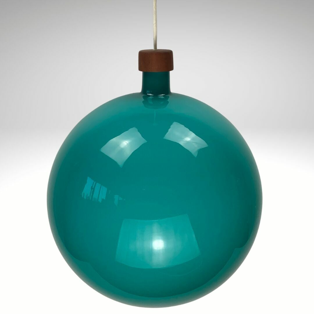 Cascade Glass And Teak Lamp By Uno & östen Kristiansson For Luxus, Sweden 1960s photo for sale