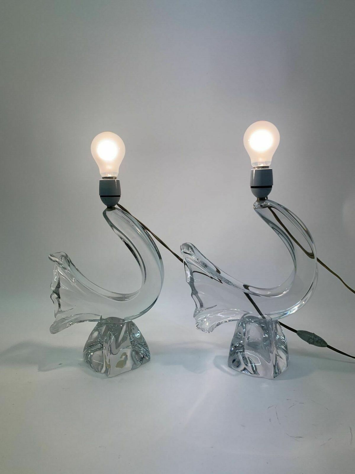 Set Of 2 Daum France Table Lamps Crystal , 1950’s photo for sale
