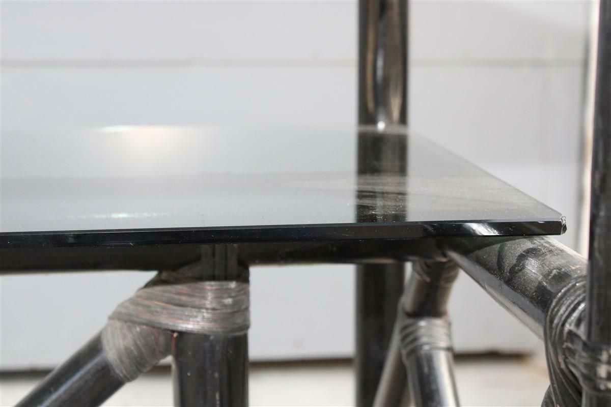 Small Black Bamboo Desk Vivai Del Sud Italia 1970s Black Crystal Top photo 2706.0
