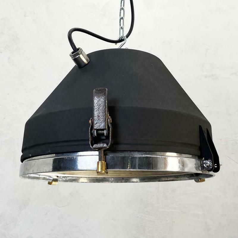 20th Century Black Industrial Iron Ceiling Light By Veb photo vintage