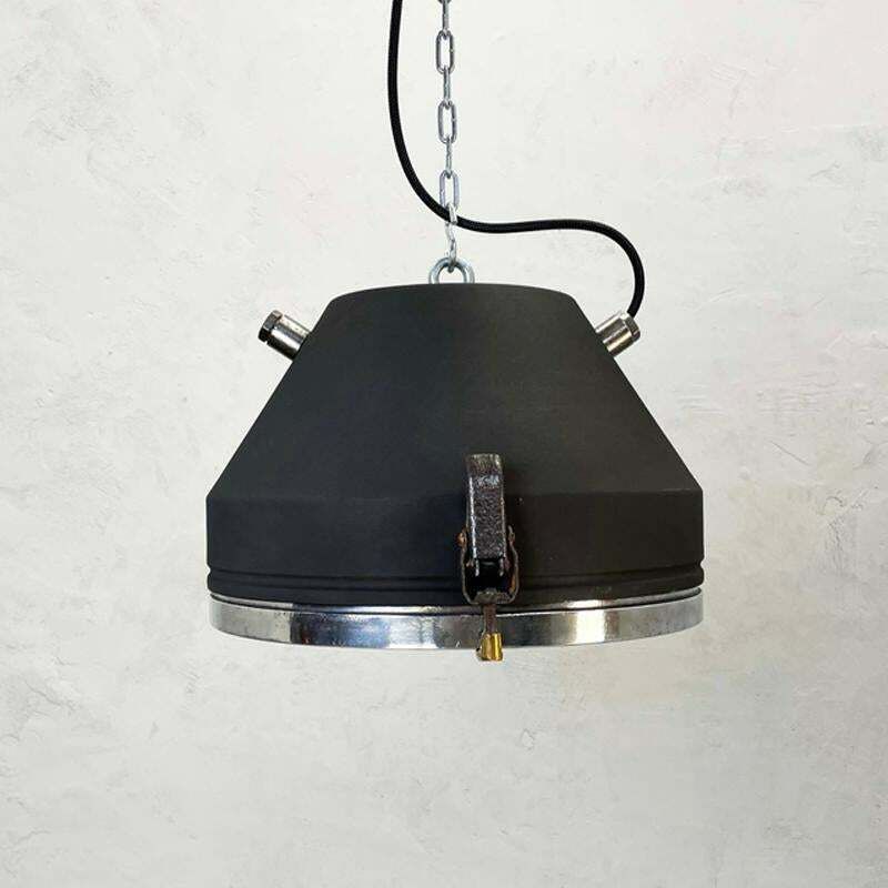 photo for sale 20th Century Black Industrial Iron Ceiling Light By Veb