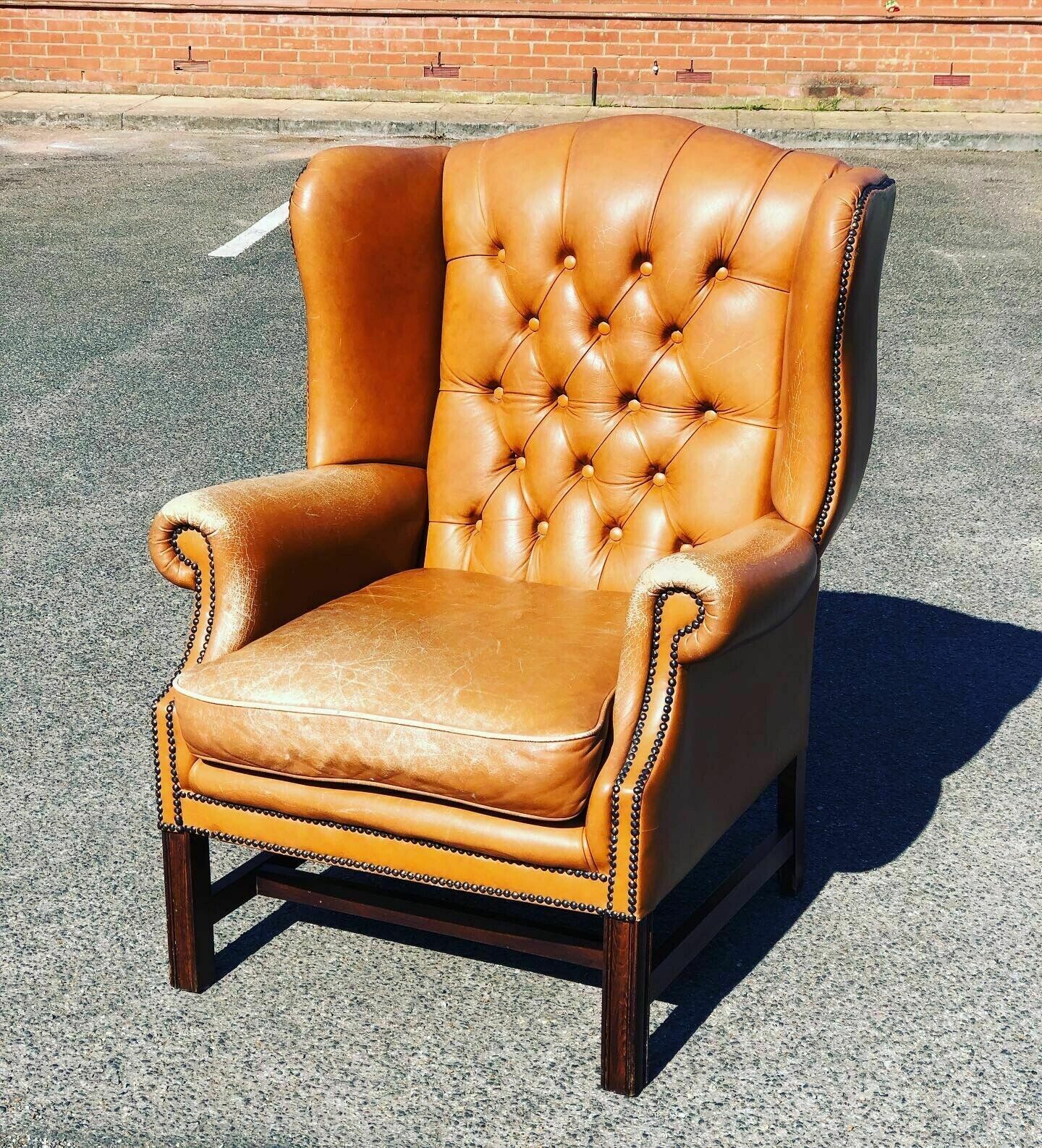 Tan Leather Armchair, Country House Library Armchair. photo for sale