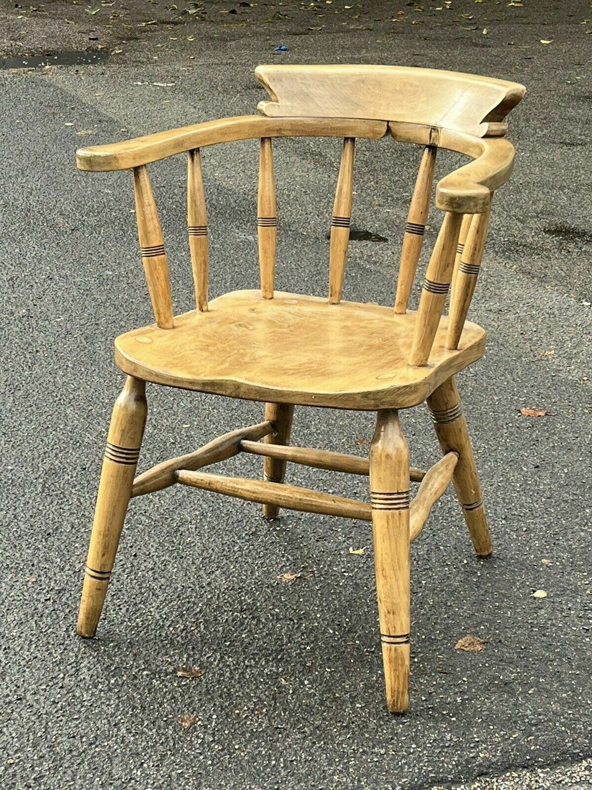 Antique Oak Smokers Bow Fireside Armchair photo furniture