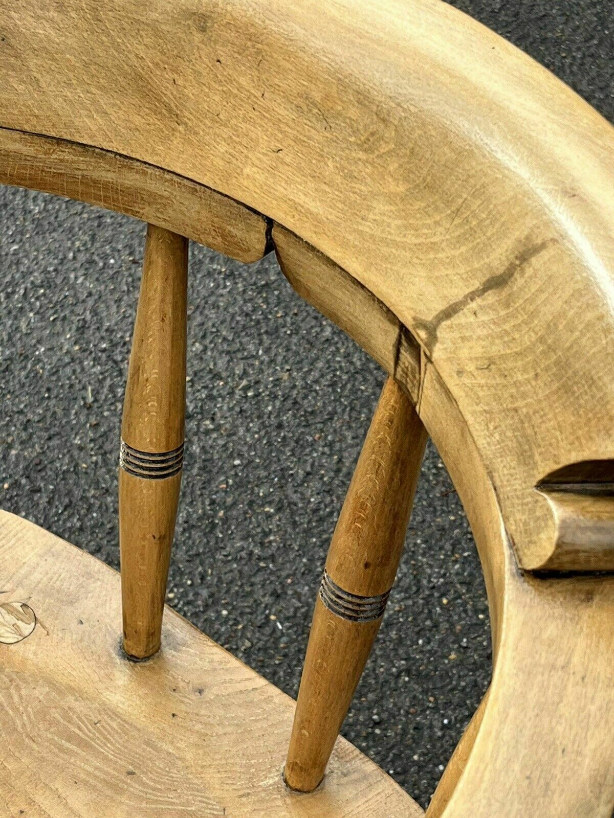 Antique Oak Smokers Bow Fireside Armchair photo vinterior