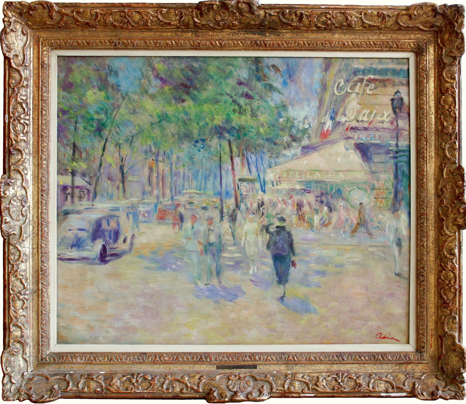 Lucien Adrion Paris, Cafe De La Paix. Oil On Canvas photo furniture