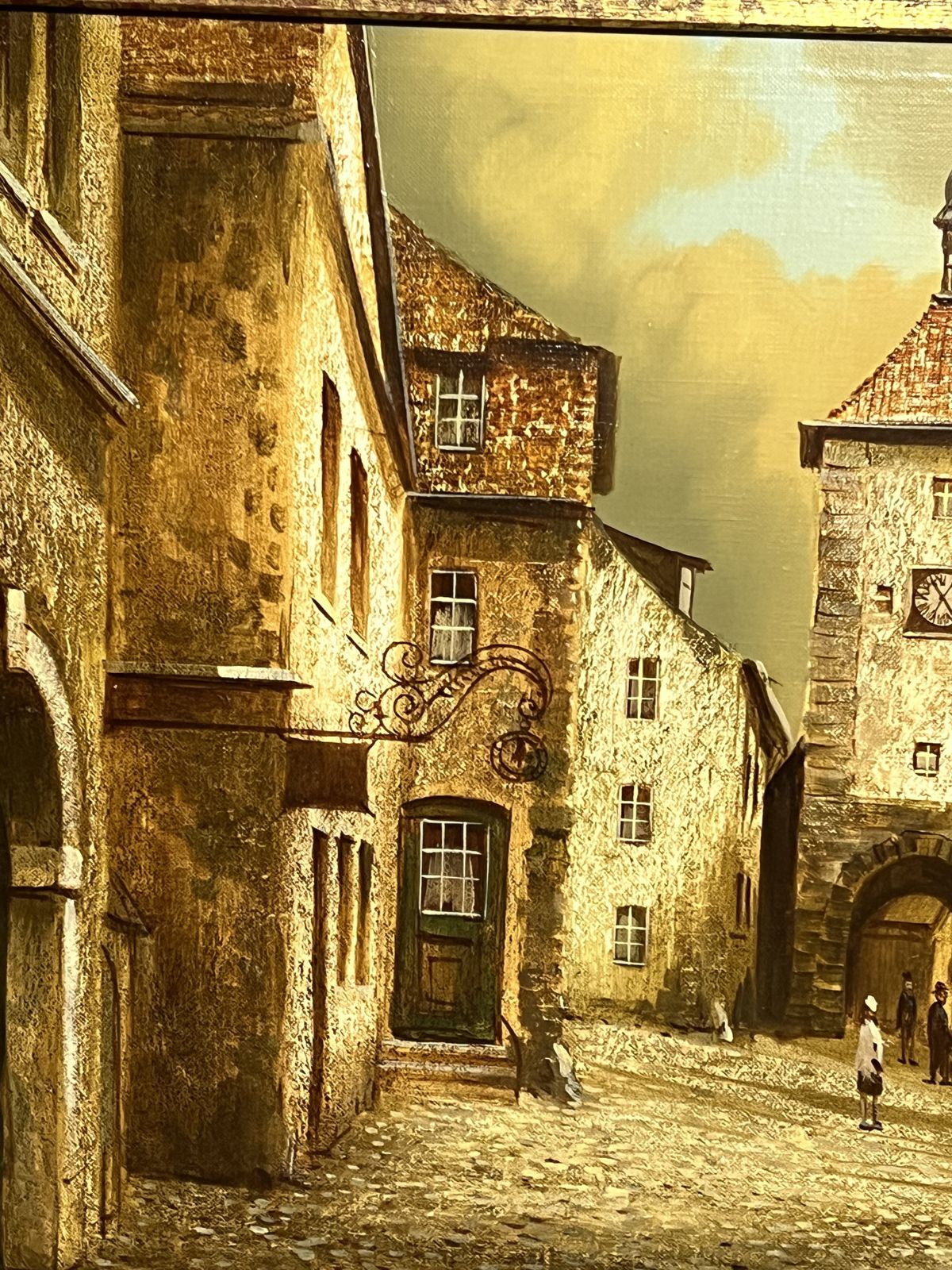 German Contemporary 20th Century Peter Samberger 'A View Of The Old Town Of Rothenburg' Oil Painting On Canvas photo vintage