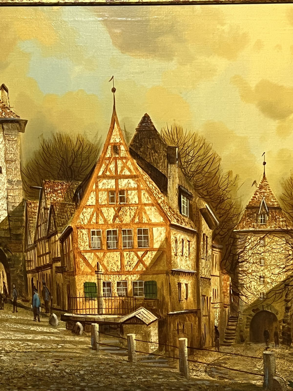 photo vinterior German Contemporary 20th Century Peter Samberger 'A View Of The Old Town Of Rothenburg' Oil Painting On Canvas