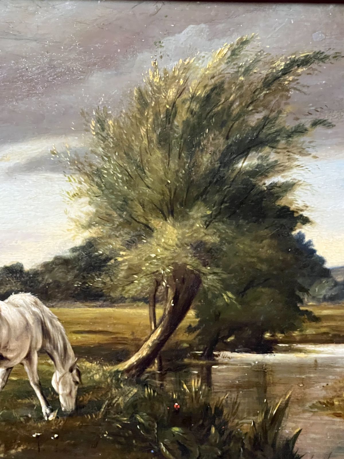 19th Century Fine Art Mare And Foal In Country Landscape Oil Painting photo vinterior